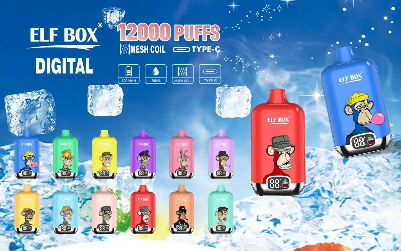 ELF box digital 12000 puffs LED display 0% 2% 3% 5% Nicotine Multiple flavors Disposable Vape Bulk Buy Wholesale