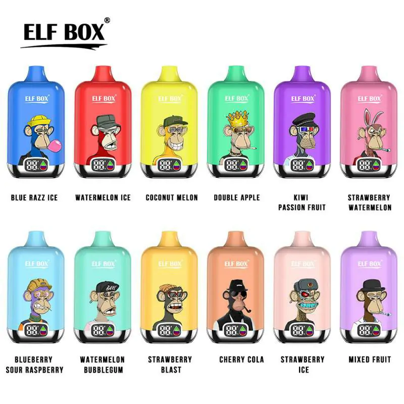 ELF box digital 12000 puffs LED display 0% 2% 3% 5% Nicotine Multiple flavors Disposable Vape Bulk Buy Wholesale