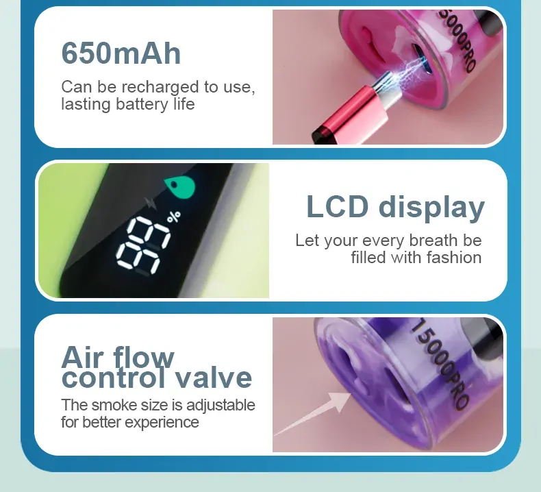 FIHP Shisha Hookah 15000 Puffs LED Display Low Nicotine Bulk Buy Rechargeable Disposable Vapes Pen Wholesale