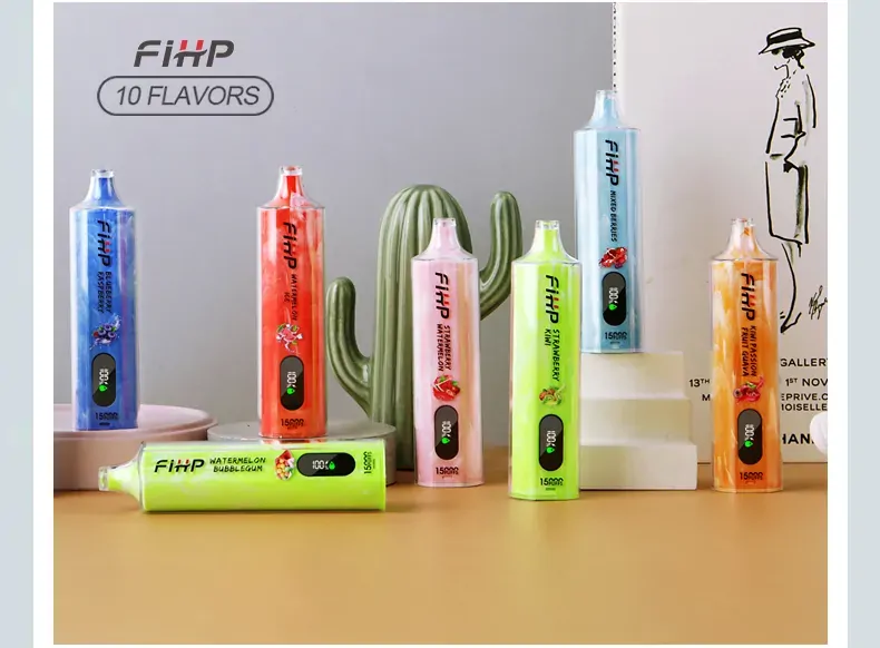 FIHP Shisha Hookah 15000 Puffs LED Display Low Nicotine Bulk Buy Rechargeable Disposable Vapes Pen Wholesale