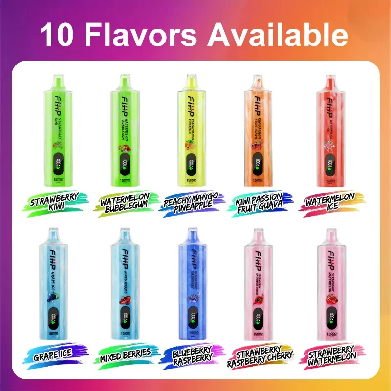 FIHP Shisha Hookah 15000 Puffs LED Display Low Nicotine Bulk Buy Rechargeable Disposable Vapes Pen Wholesale