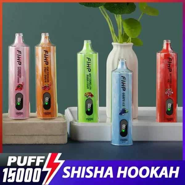 FIHP Shisha Hookah 15000 Puffs LED Display Low Nicotine Bulk Buy Rechargeable Disposable Vapes Pen Wholesale