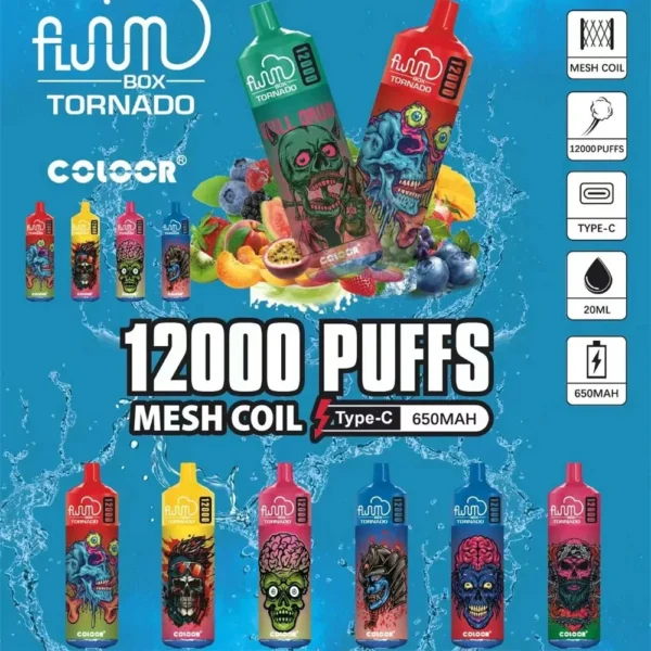 FLUUM BOX 12000 Puffs 0% 2% 3% 5% Nicotine Multiple flavors Rechargeable Disposable Vape Pen Pods E-Cigarette Bulk Buy Wholesale