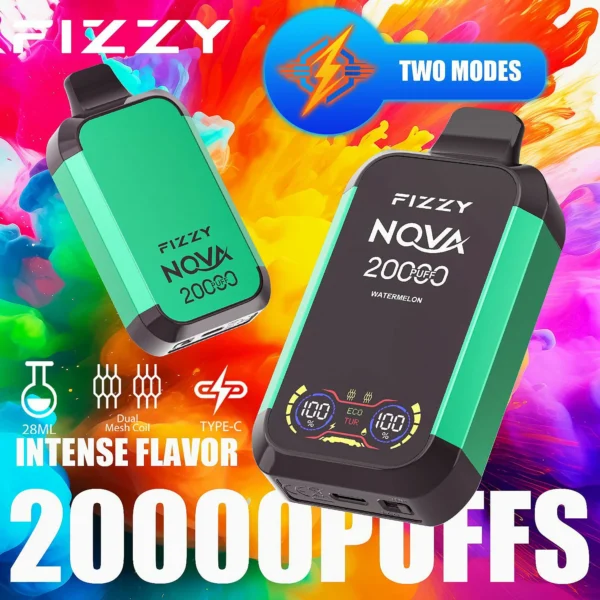 Fizzy Nova 20000 Puffs Dual Mesh LCD Screen 2% 5% Low Nicotine  Bulk Buy Multiple flavors Rechargeable Disposable Vapes Pen Wholesale - European Warehouse Stock - Image 2