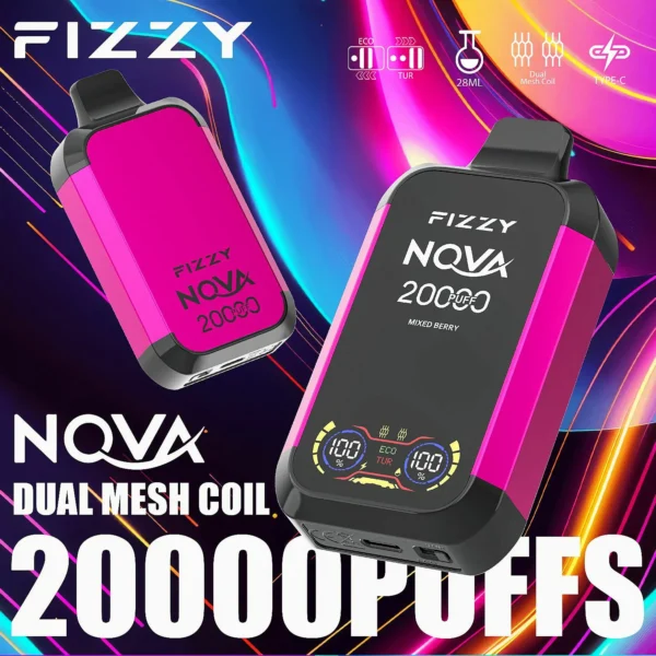 Fizzy Nova 20000 Puffs Dual Mesh LCD Screen 2% 5% Low Nicotine  Bulk Buy Multiple flavors Rechargeable Disposable Vapes Pen Wholesale - European Warehouse Stock - Image 8