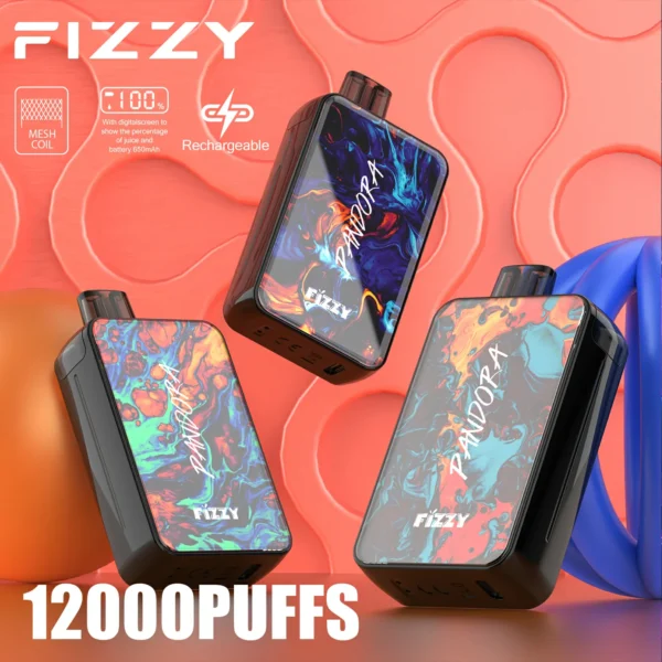 Fizzy Pandora 12000 Puffs  LCD Screen 2% 5% Low Nicotine Bulk Buy Stylish appearance Rechargeable Disposable Vapes Pen Wholesale - European Warehouse Stock