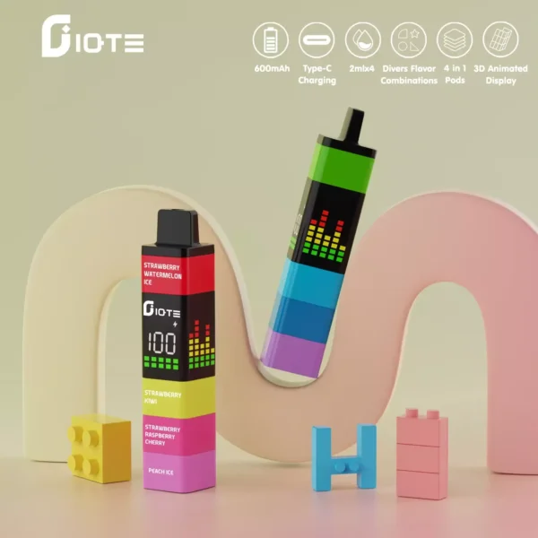 IQTE 2400 Puffs Pod System Building Blocks 3D Animation Display 2% 5% Low Nicotine Bulk Buy Wholesale Rechargeable Disposable Vapes Pen