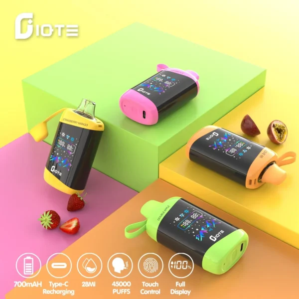 IQTE 45000 Puffs Digital Screen 0% 2% 3% 5% Low Nicotine Bulk Buy Wholesale Lightweight Design Rechargeable Disposable Vapes Pen