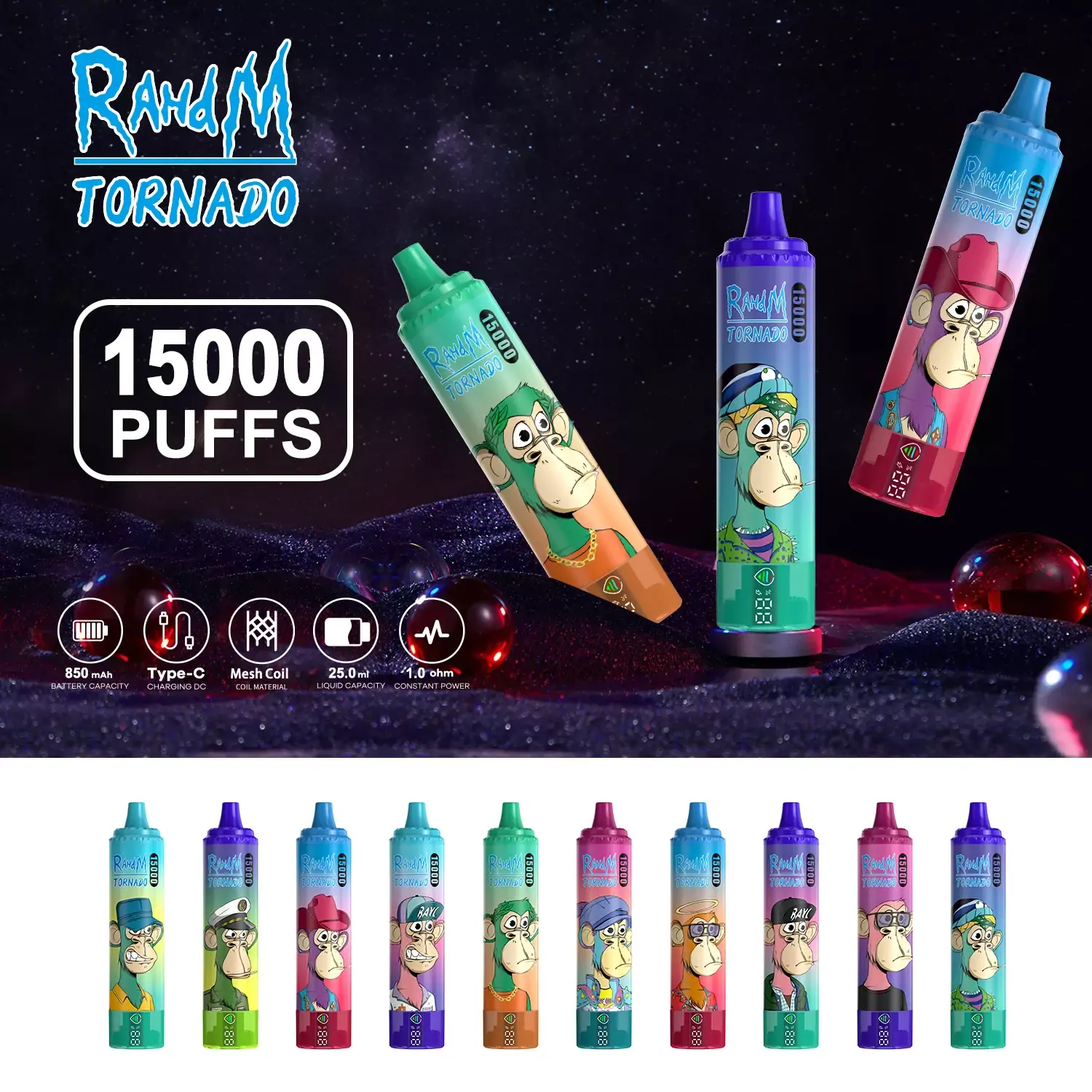RahdM Tornado 15000 Puffs LED Display Adjustable Airflow 2% Low Nicotine Bulk Buy Wholesale Rechargeable Disposable Vapes Pen
