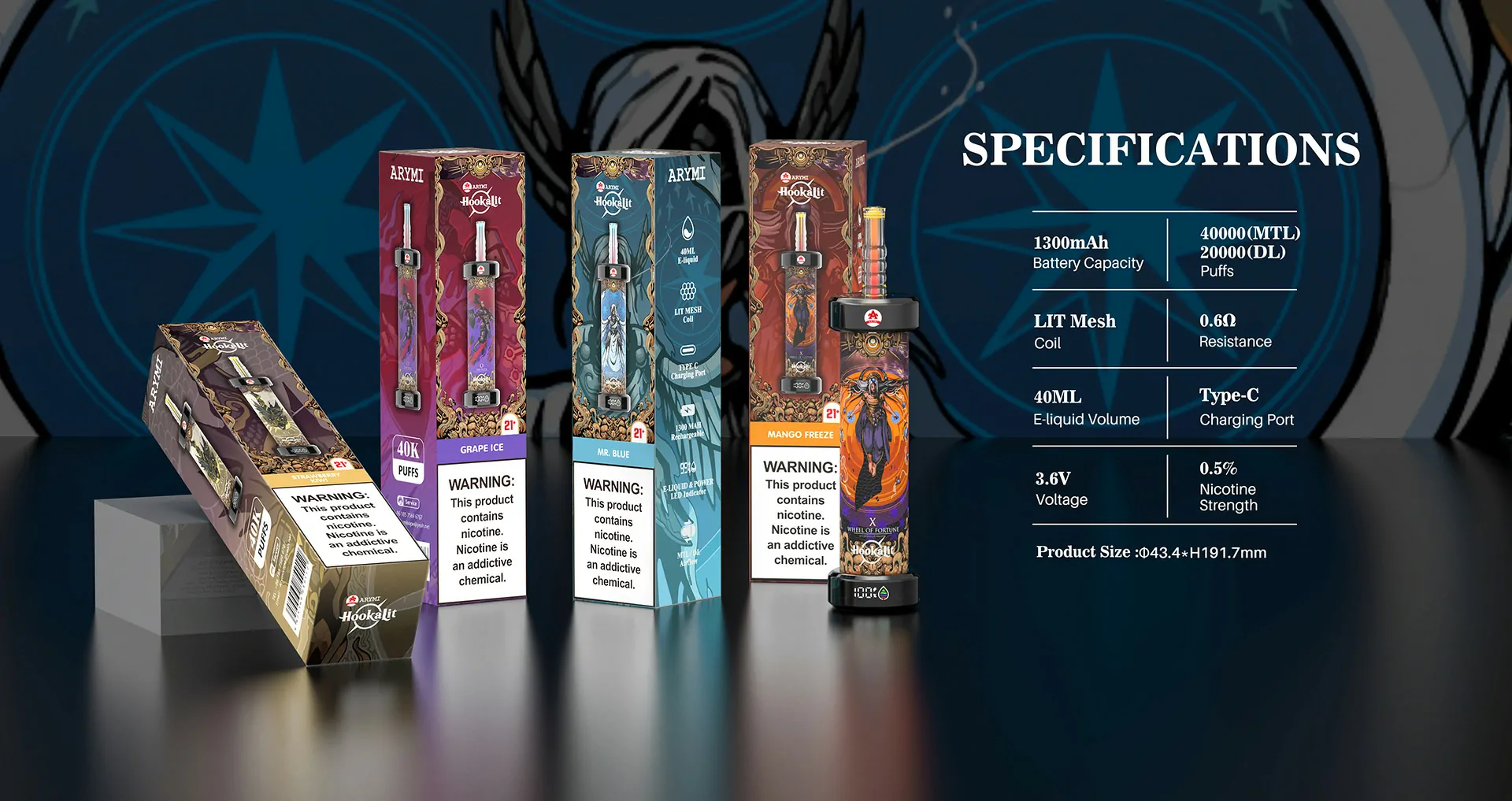 VASY ARYMI Hookalit 40000 Puffs Dual Mesh Digital Screen Adjustable Airflow 0.35% Low Nicotine Bulk Buy Wholesale Rechargeable Disposable Vapes Pen