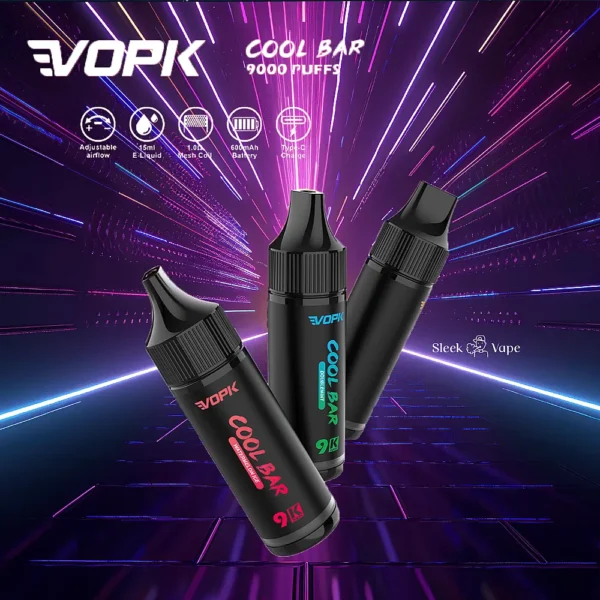 VOPK COOL BAR 9000 PUFFS Multiple flavors 0% 2% 3% 5% Nicotine Disposable Vape Wholesale