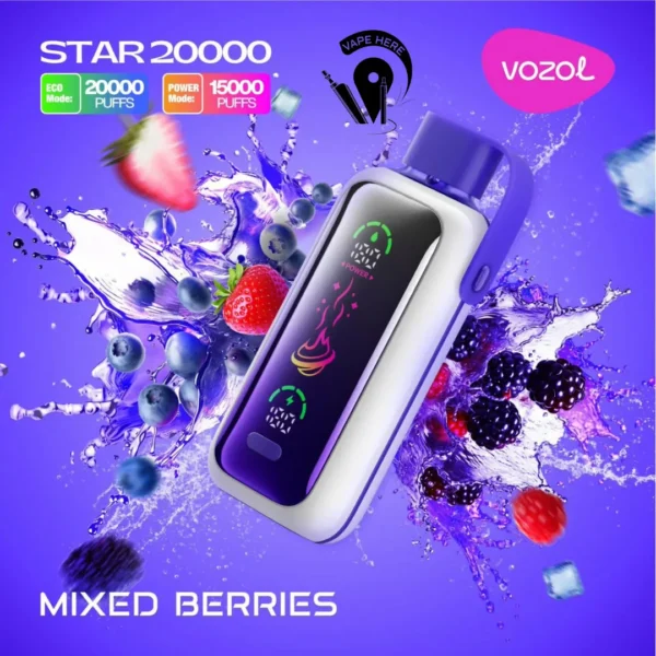 Vozol Star 20000 Puffs Dual Mesh Dual Mode Mirror Screen 5% Low Nicotine Bulk Buy Wholesale Rechargeable Disposable Vapes Pen - Image 12