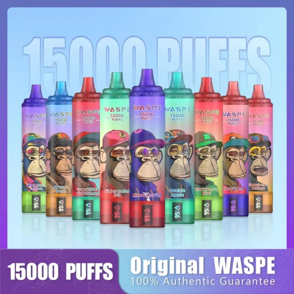 WASPE 15000 PUFFS LCD display 0% 2% 3% 5% Nicotine Disposable Vape Bulk Buy Wholesale