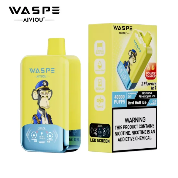 WASPE AIVIOU 40000 Puffs Double Flavor LED Screen  0% 2% 5% Low Nicotine Bulk Buy Wholesale Rechargeable Disposable Vapes Pen - Image 9