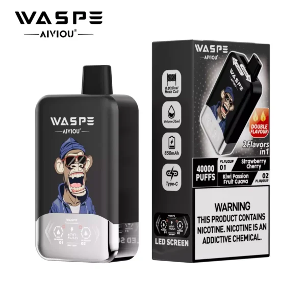 WASPE AIVIOU 40000 Puffs Double Flavor LED Screen  0% 2% 5% Low Nicotine Bulk Buy Wholesale Rechargeable Disposable Vapes Pen - Image 8