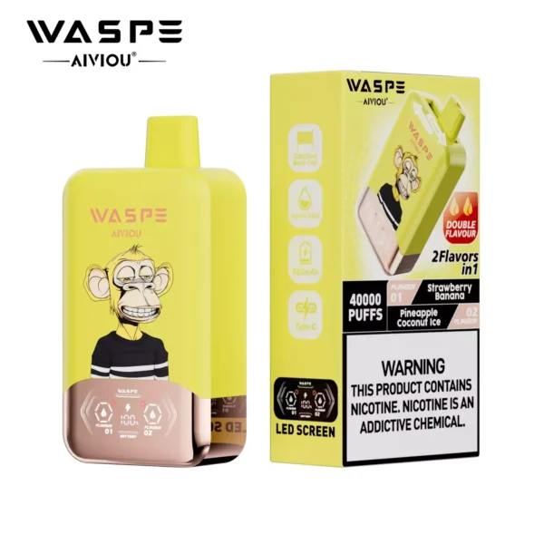 WASPE AIVIOU 40000 Puffs Double Flavor LED Screen  0% 2% 5% Low Nicotine Bulk Buy Wholesale Rechargeable Disposable Vapes Pen - Image 4