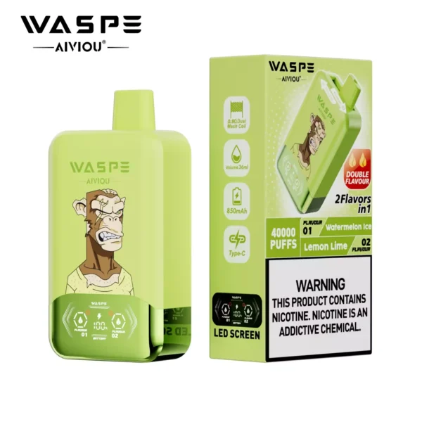 WASPE AIVIOU 40000 Puffs Double Flavor LED Screen  0% 2% 5% Low Nicotine Bulk Buy Wholesale Rechargeable Disposable Vapes Pen - Image 3