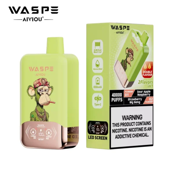 WASPE AIVIOU 40000 Puffs Double Flavor LED Screen  0% 2% 5% Low Nicotine Bulk Buy Wholesale Rechargeable Disposable Vapes Pen - Image 15