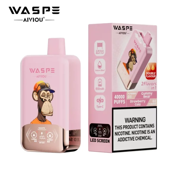 WASPE AIVIOU 40000 Puffs Double Flavor LED Screen  0% 2% 5% Low Nicotine Bulk Buy Wholesale Rechargeable Disposable Vapes Pen - Image 14