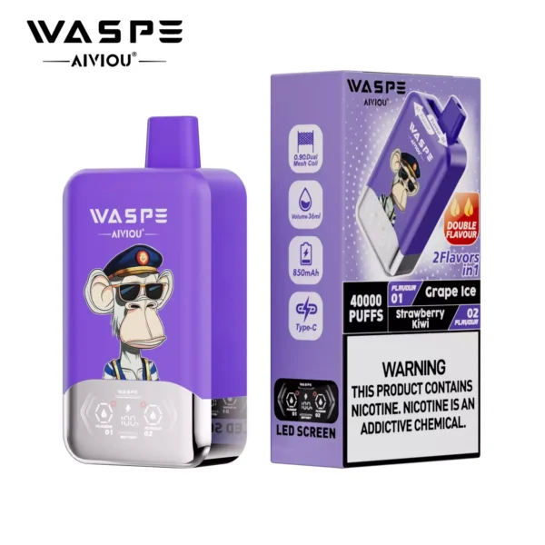 WASPE AIVIOU 40000 Puffs Double Flavor LED Screen  0% 2% 5% Low Nicotine Bulk Buy Wholesale Rechargeable Disposable Vapes Pen - Image 12