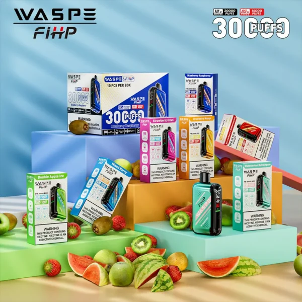 WASPE FIHP 30000 Puffs Dual Mesh LED Display Adjustable Airflow 0% 2% 5% Low Nicotine Bulk Buy Rechargeable Disposable Vapes Pen Wholesale