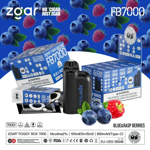 ZGAR FOGGY BOX 7000 Puffs Adjustable Airflow 2% Nicotine Rechargeable Disposable Vape Bulk Buy Wholesale - Image 4