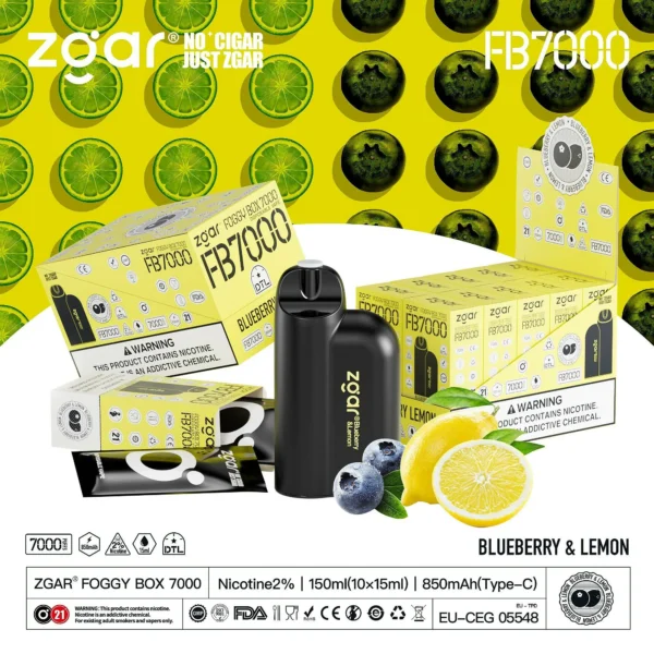 ZGAR FOGGY BOX 7000 Puffs Adjustable Airflow 2% Nicotine Rechargeable Disposable Vape Bulk Buy Wholesale - Image 3