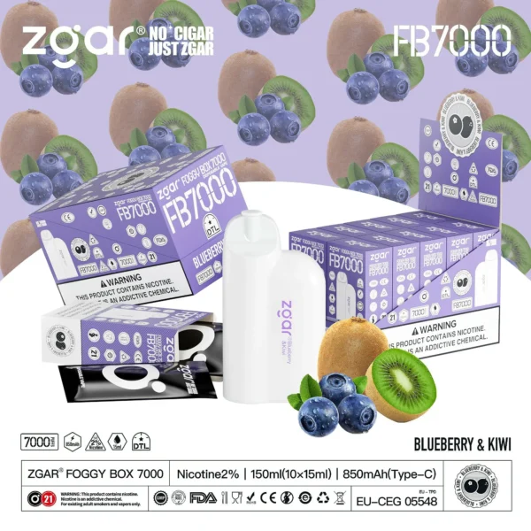 ZGAR FOGGY BOX 7000 Puffs Adjustable Airflow 2% Nicotine Rechargeable Disposable Vape Bulk Buy Wholesale - Image 2