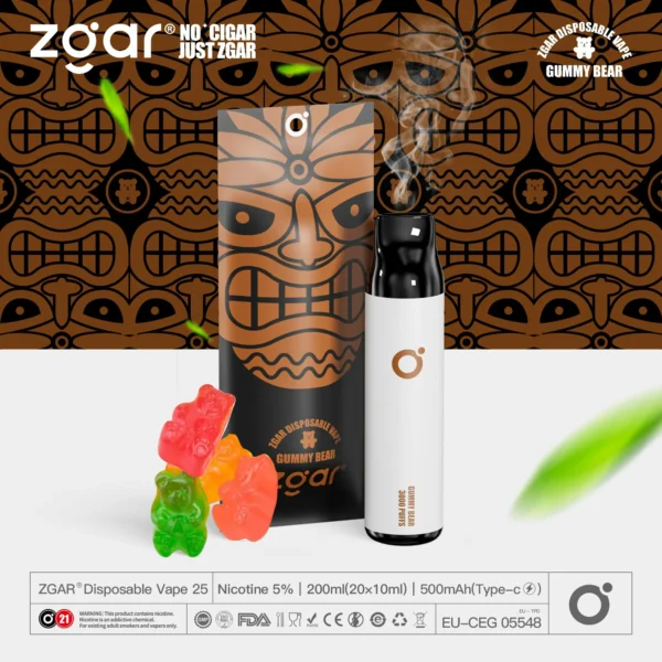 ZGAR ZG25 3000 Puffs 5% Nicotine Multiple flavors Rechargeable Disposable Pod Wholesale - Image 4