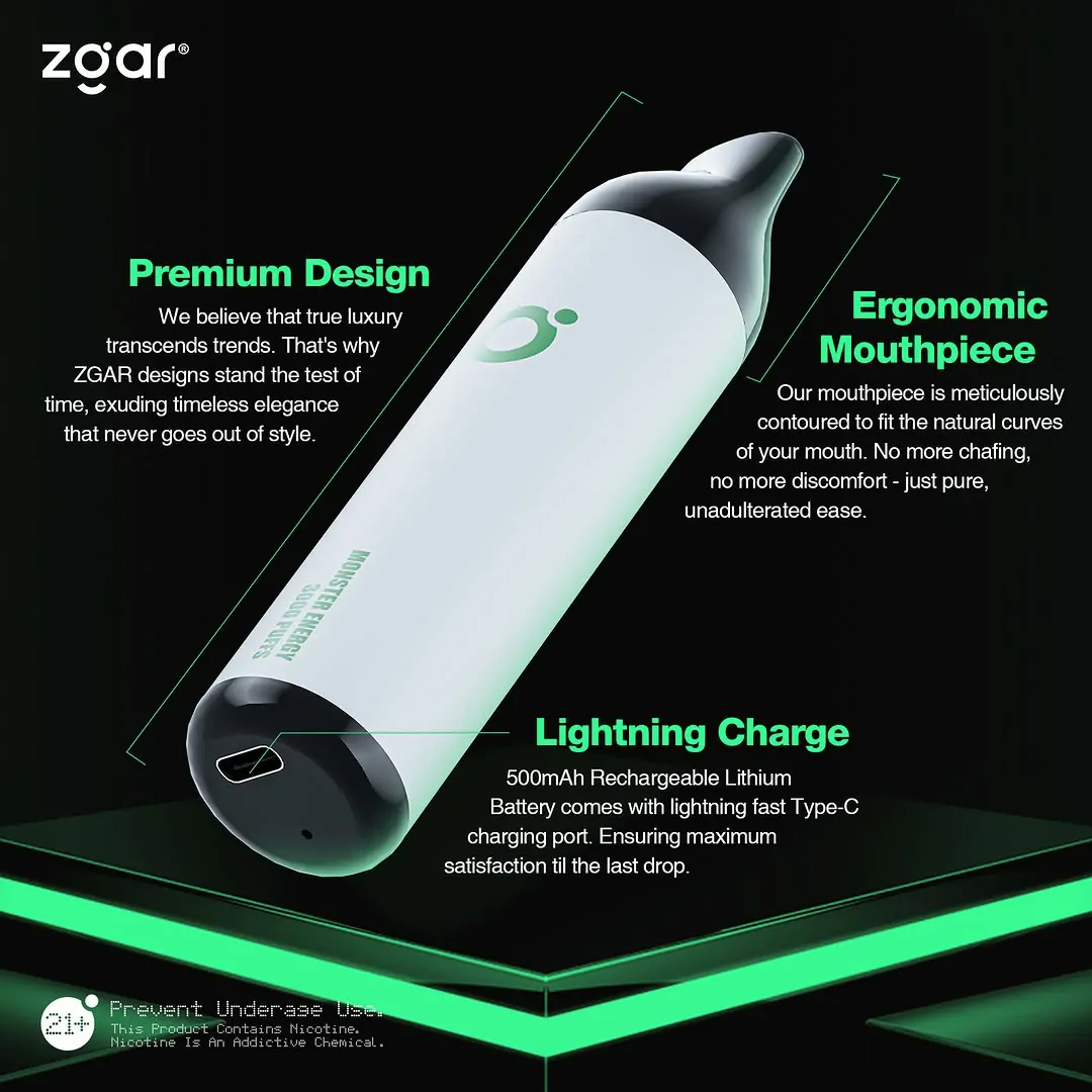 ZGAR ZG25 3000 Puffs 5% Nicotine Multiple flavors Rechargeable Disposable Pod Wholesale